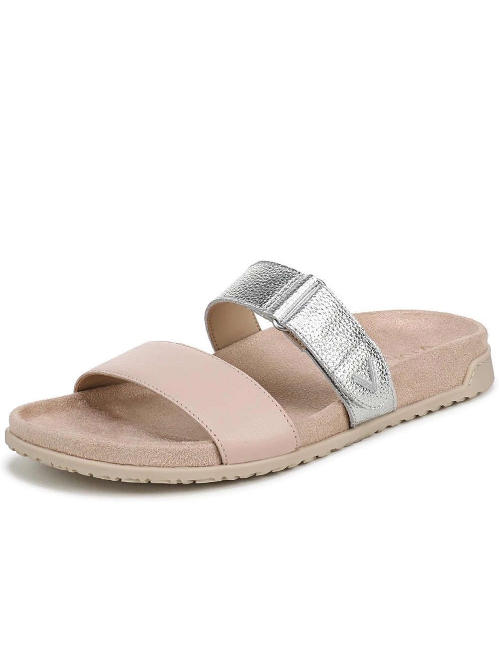 Vionic Elaine Slide Sandal in Blush and Silver